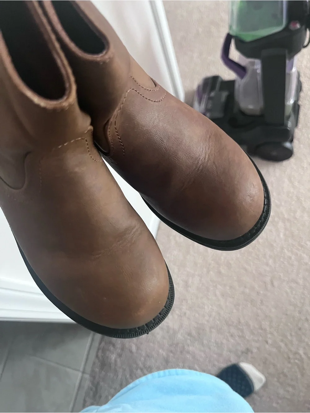 Brown Slip-On Leather Ankle Boots